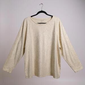 Talbots Woman 3X Ivory Metallic Knit Long Sleeve Top Cotton Blend Plus Size